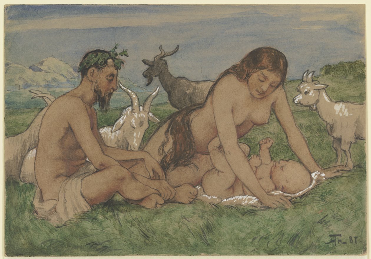 La familia de los faunos de Hans Thoma