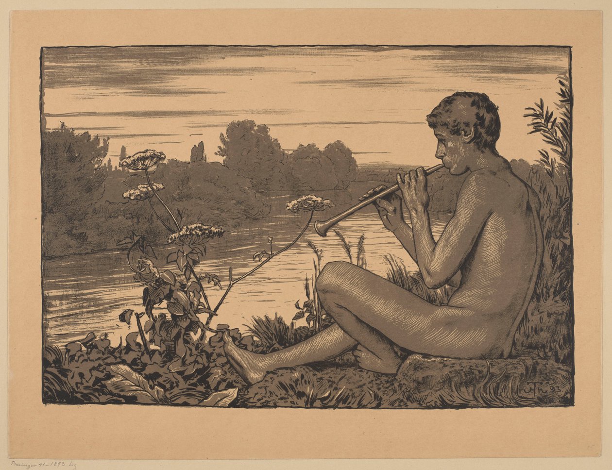 Un fauno tocando la flauta de Hans Thoma