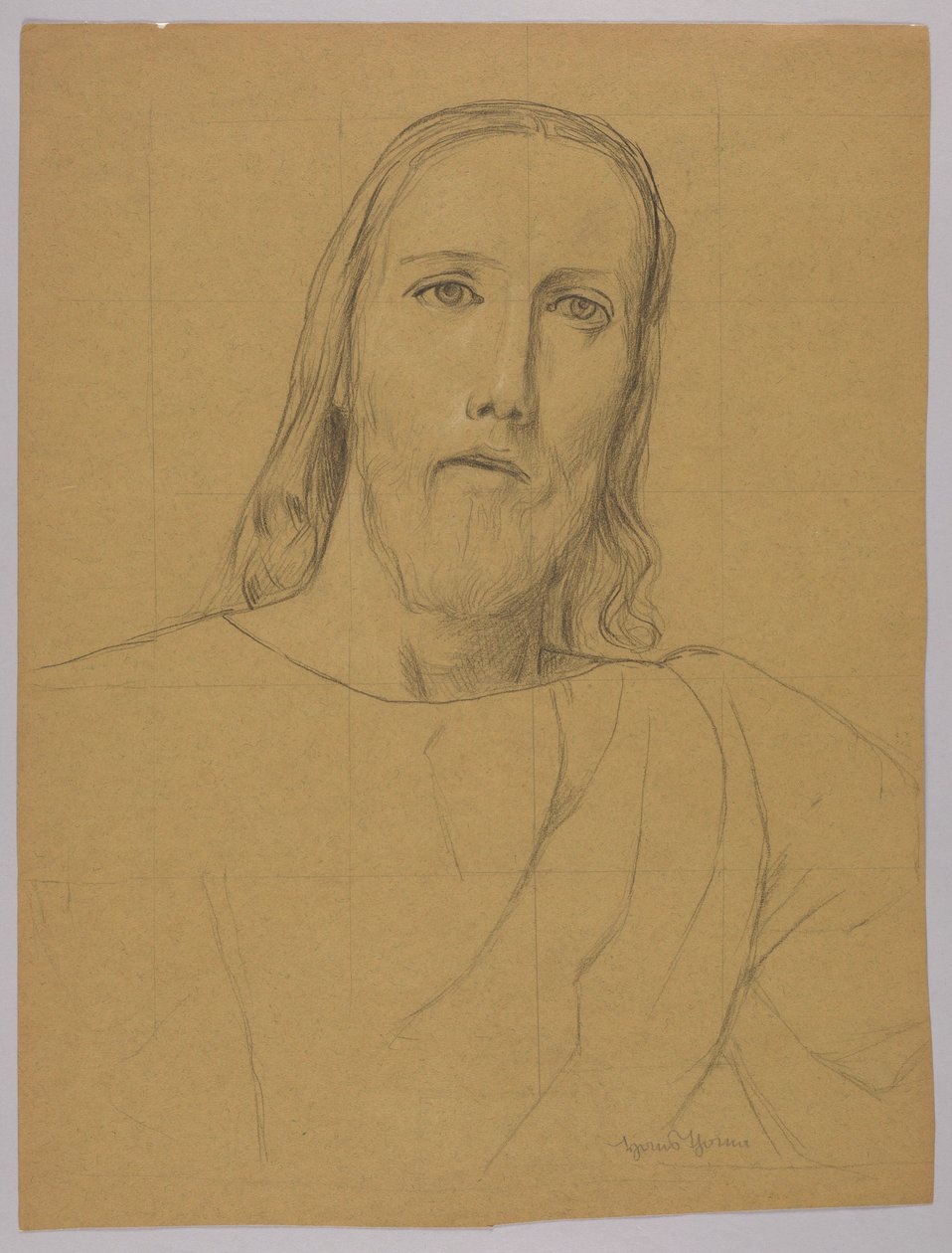Cabeza de Cristo, reverso: Crucifixión de Cristo de Hans Thoma