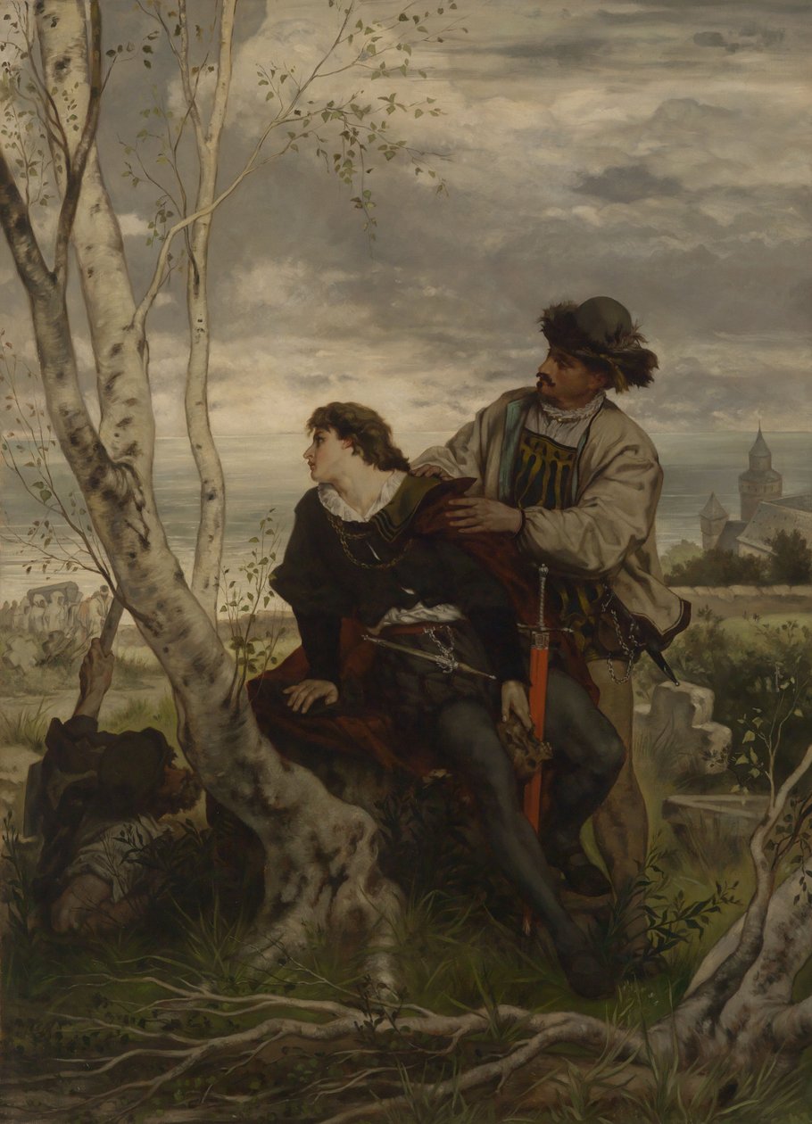 Hamlet y Horacio junto a la tumba de Ofelia de Hans Thoma