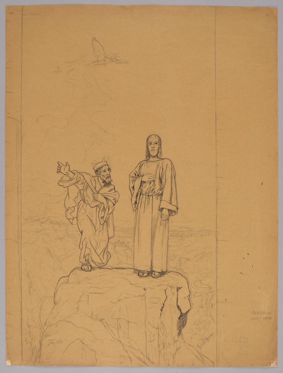 Die Versuchung Christi, verso: Christus gekreuzigt de Hans Thoma