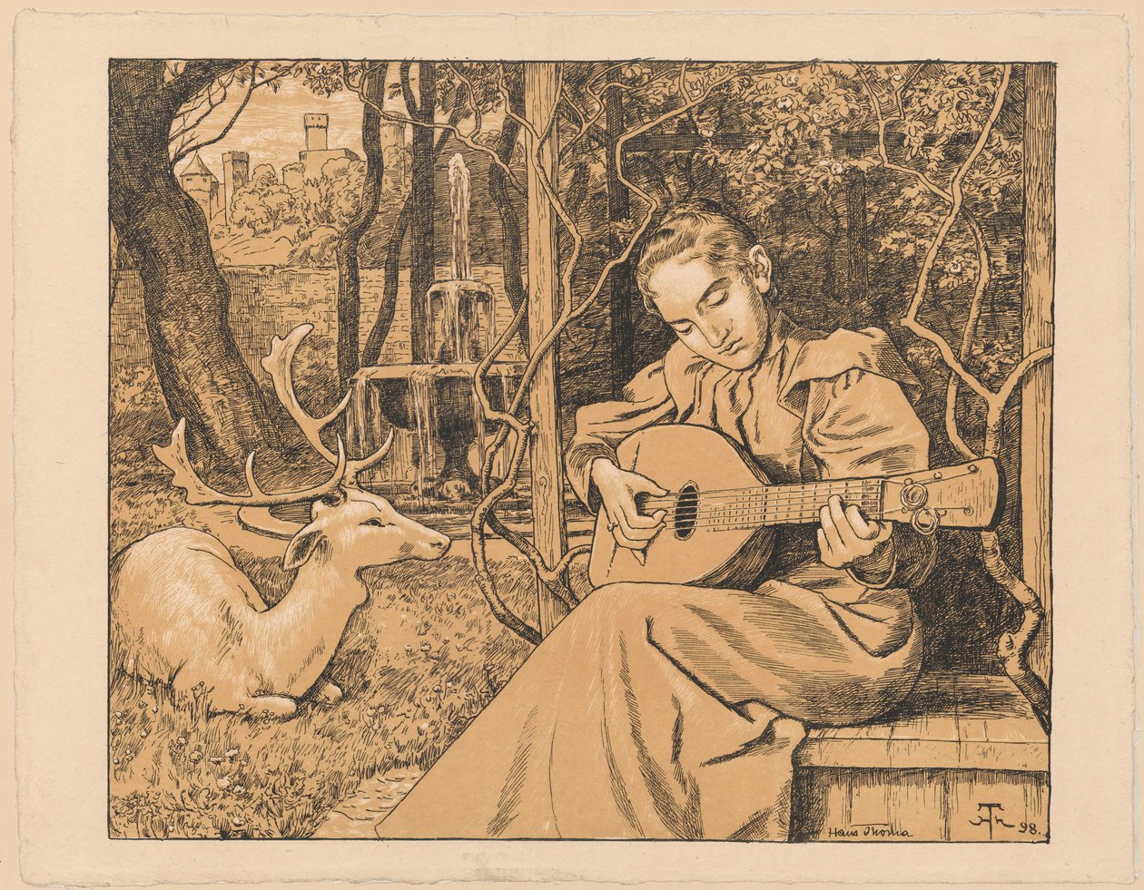 La laudista. Alegoría de la música de Hans Thoma