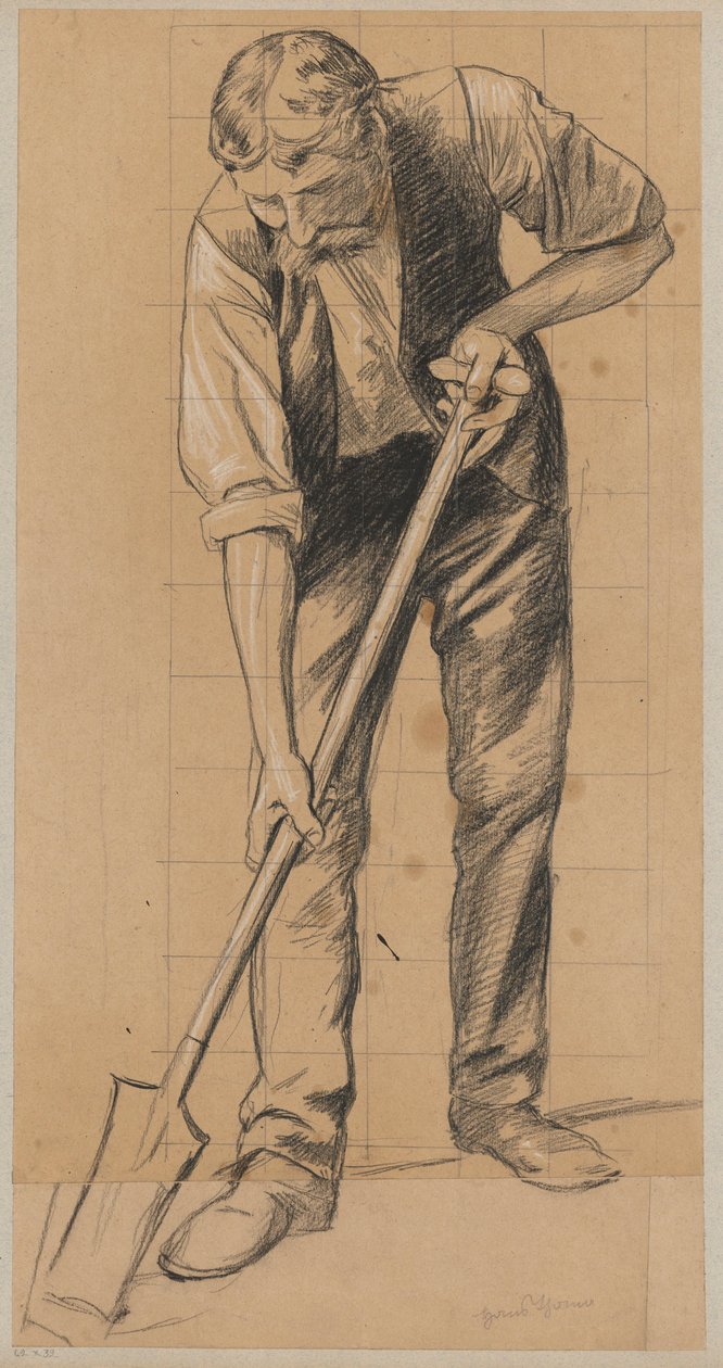 Un hombre cavando con una pala de Hans Thoma