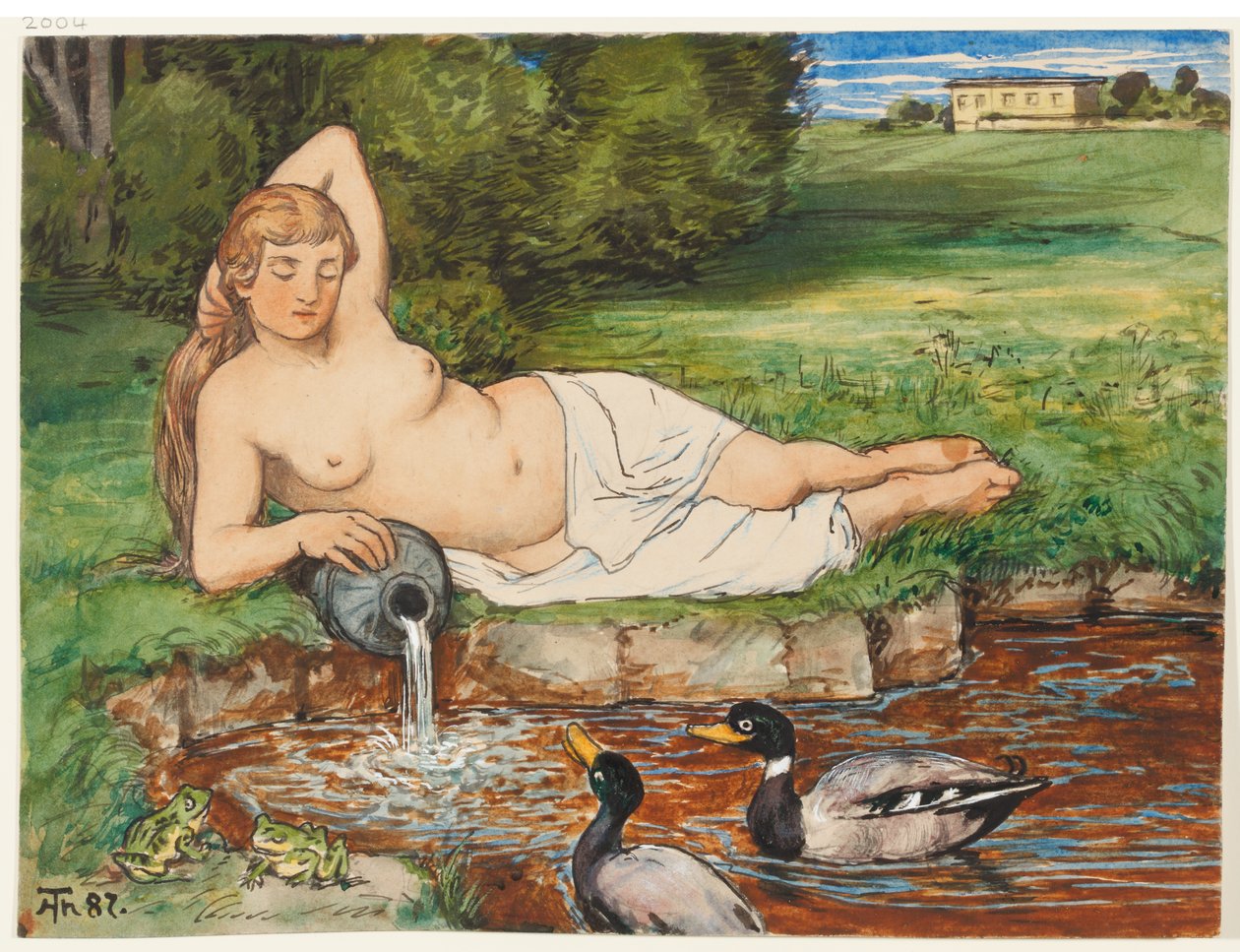Ninfa junto a un arroyo de Hans Thoma