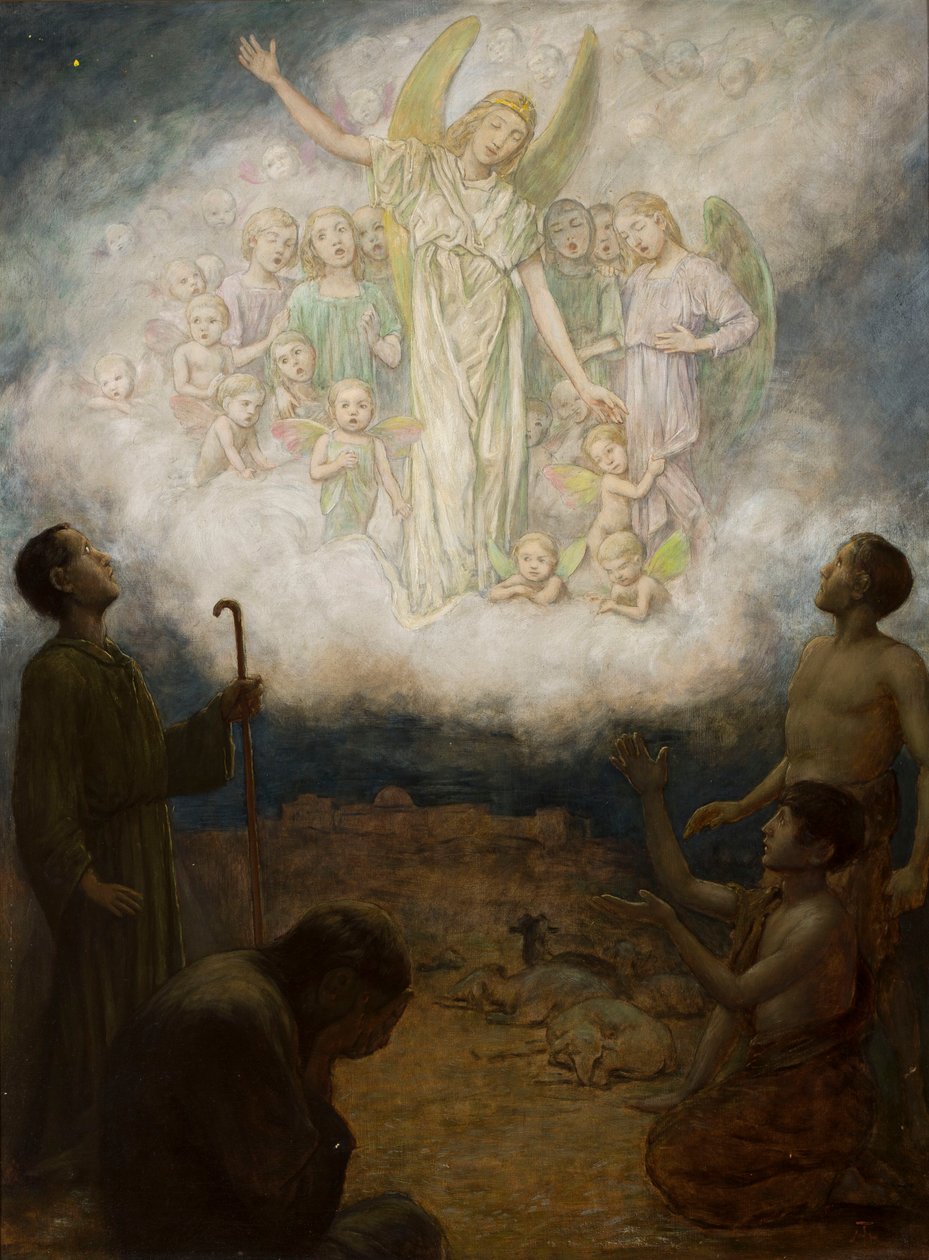 La revelación del ángel a los pastores de Hans Thoma