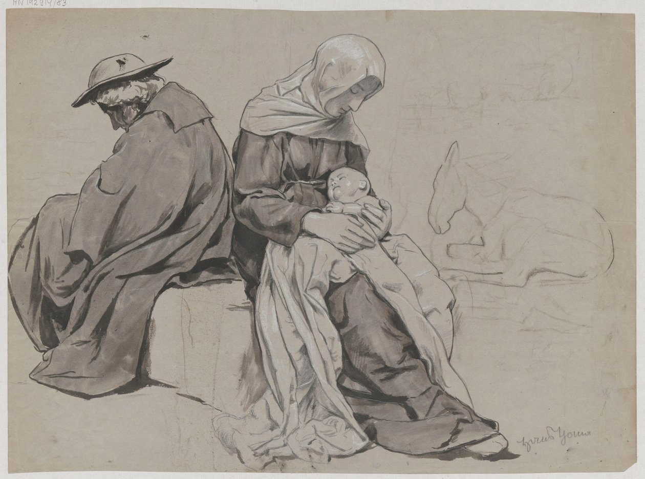 Descanso de la Sagrada Familia durante la huida a Egipto de Hans Thoma