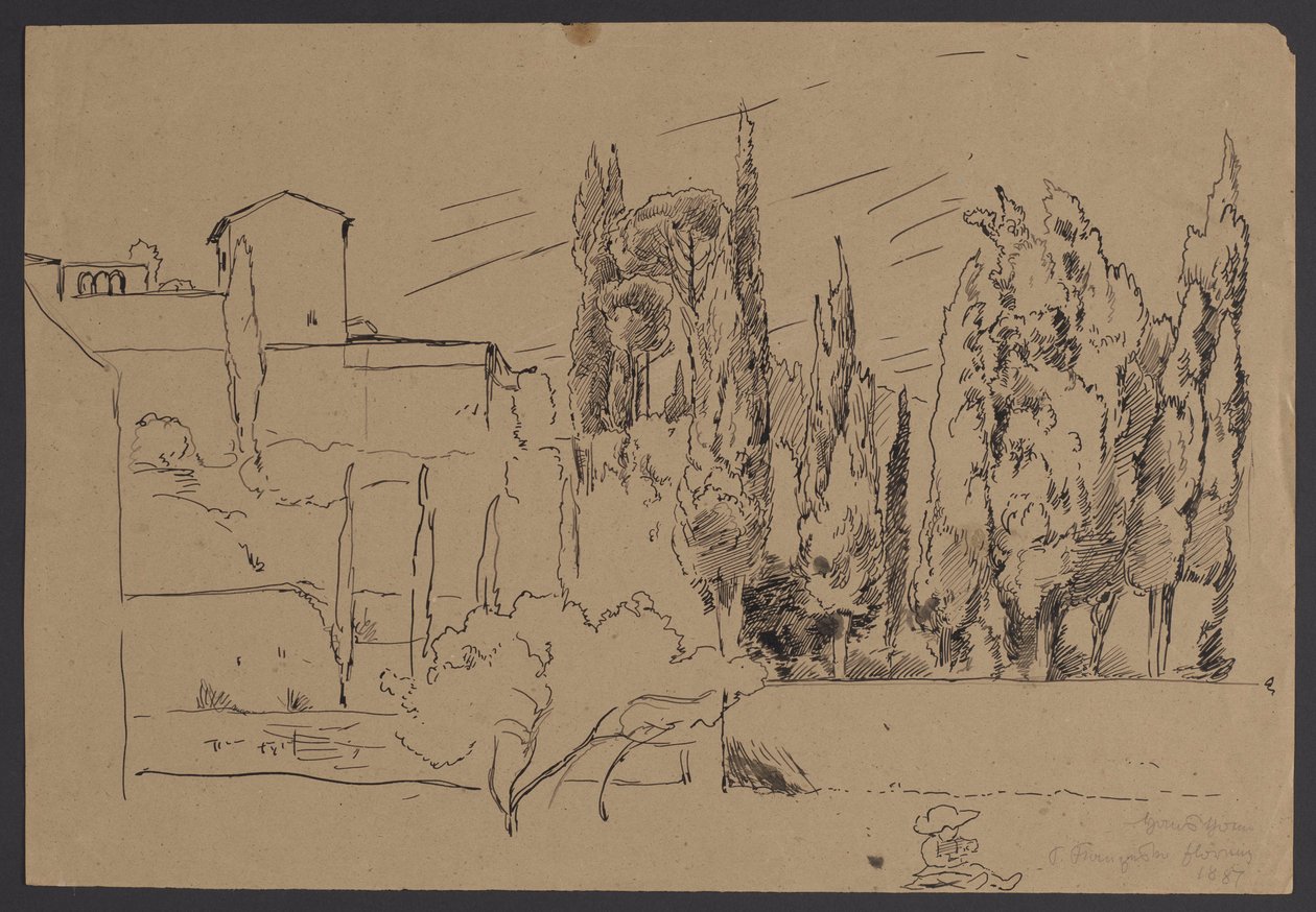 Los alrededores del convento de San Francisco en Florencia de Hans Thoma