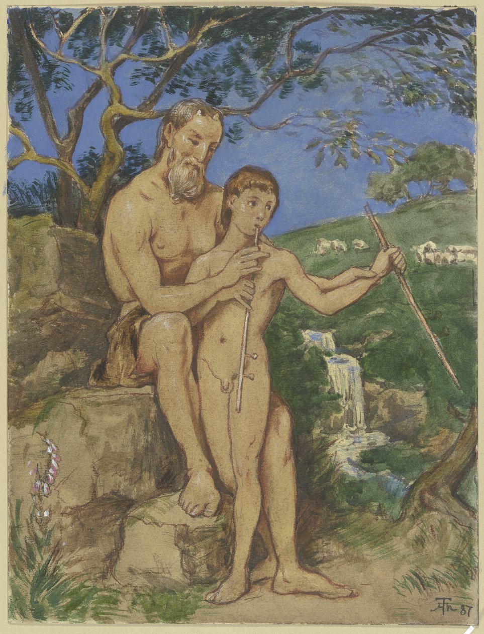 Fauno viejo y joven de Hans Thoma