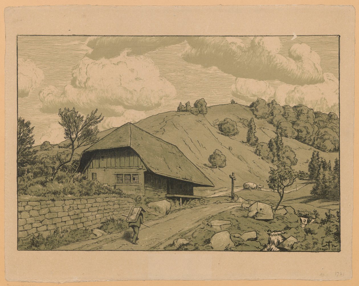 Paisaje rural con un caminante de los alrededores de Happach en la Selva Negra de Hans Thoma