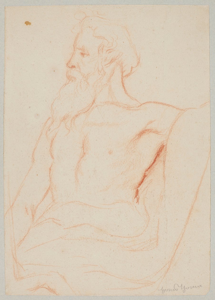 Anciano semidesnudo con barba de Hans Thoma