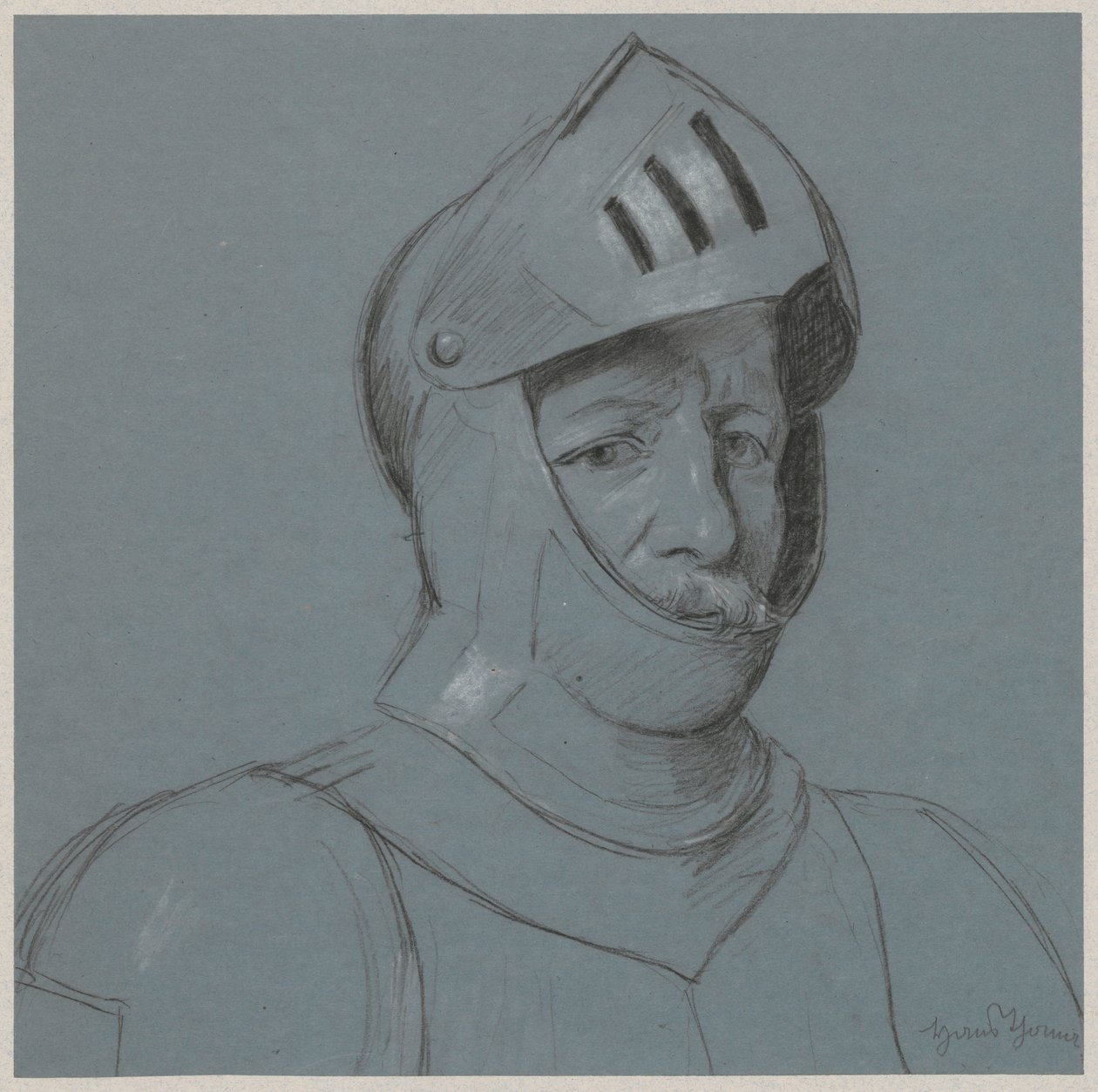 Busto de un caballero con armadura de Hans Thoma