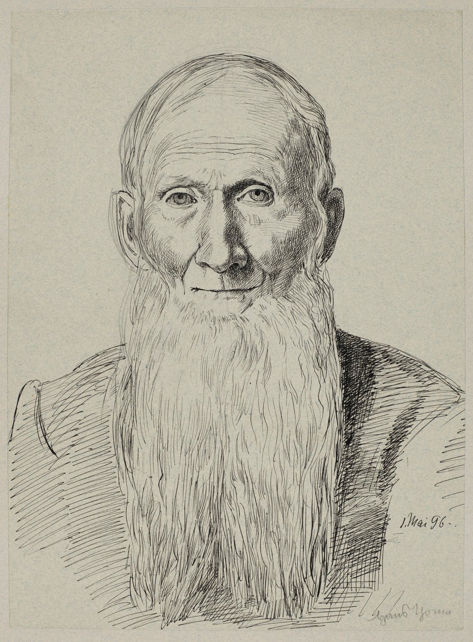 Busto de un anciano con barba larga de Hans Thoma