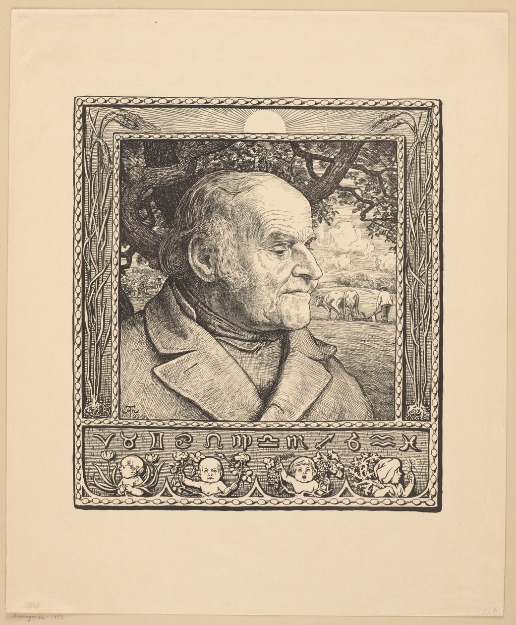Retrato de un hombre con una orca de fondo de Hans Thoma
