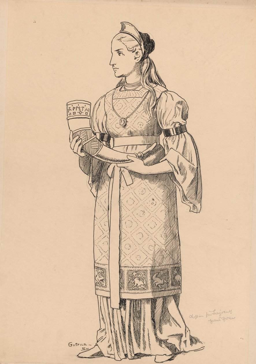 Diseño de vestuario para Gudrun de Hans Thoma