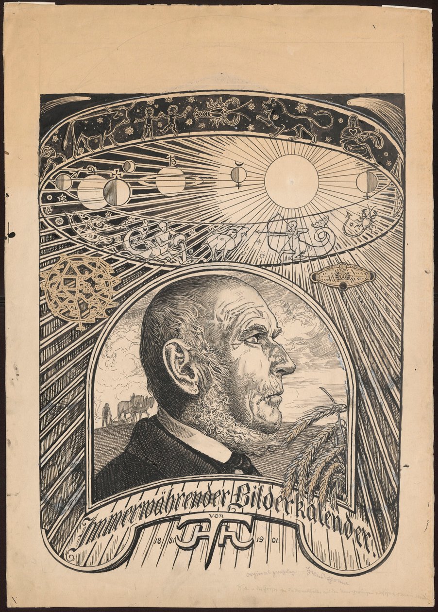 Diseño de la portada de «El calendario eterno en imágenes» de Hans Thoma