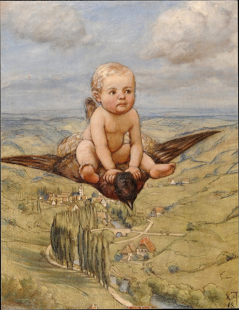 Montando en un pájaro de Hans Thoma