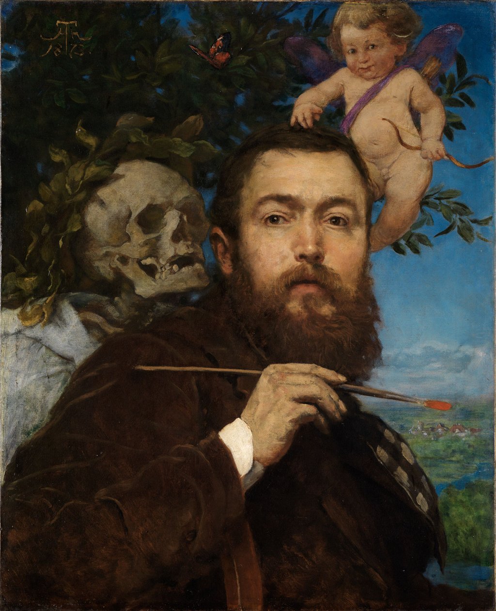 Autorretrato con Cupido y la Muerte de Hans Thoma