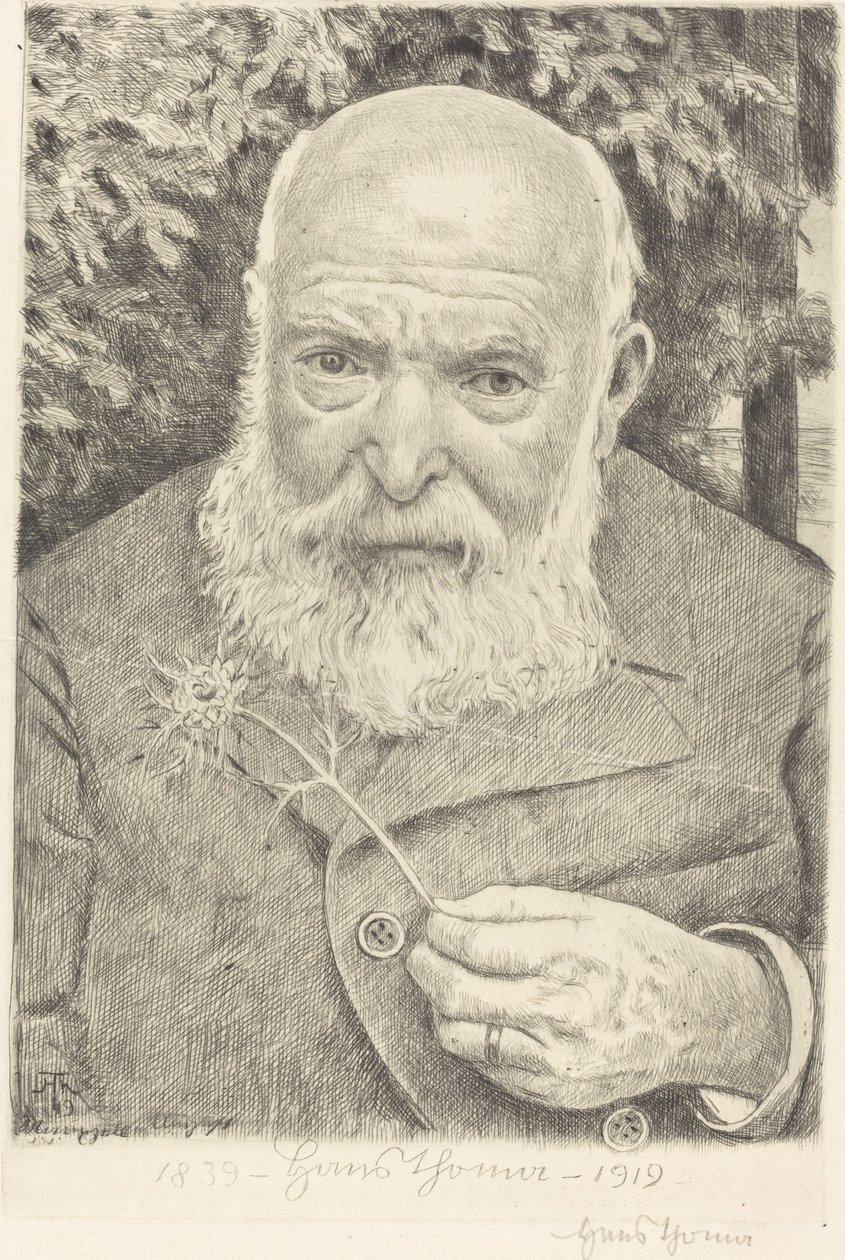 Autorretrato VI con flor de Hans Thoma