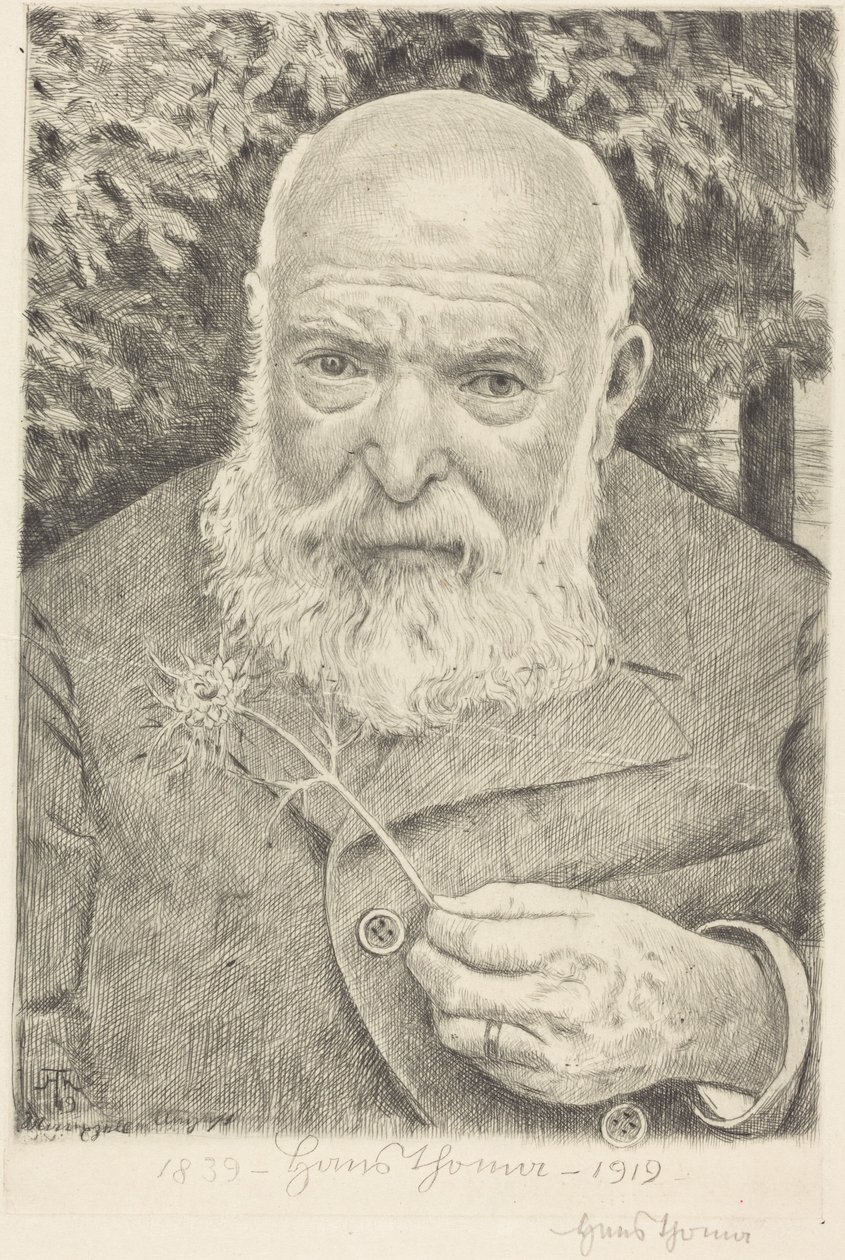 Autorretrato VI con flor de Hans Thoma