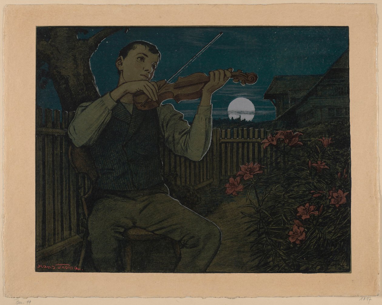 El violinista a la luz de la luna de Hans Thoma