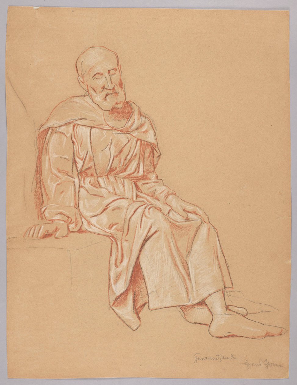 Anciano sentado sobre una piedra de Hans Thoma