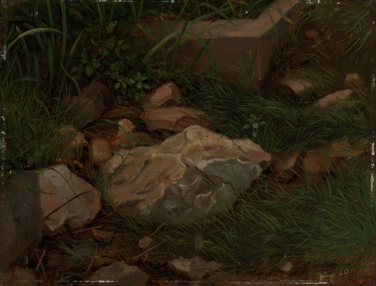 Piedras entre la hierba de Hans Thoma