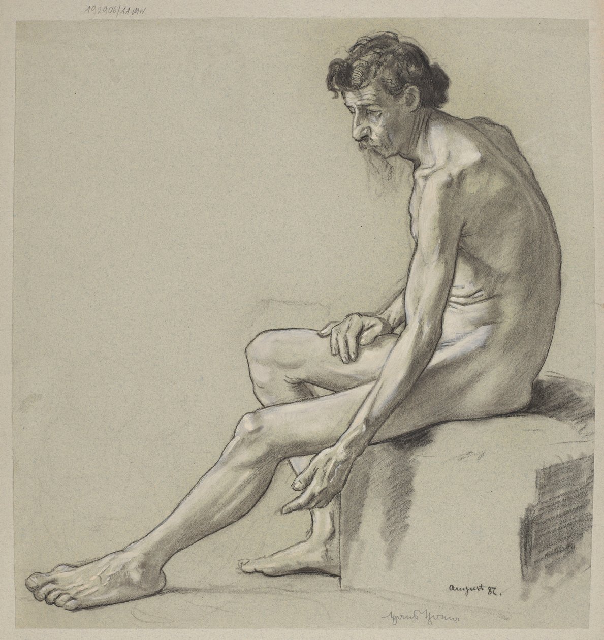 Estudio de un desnudo masculino de Hans Thoma