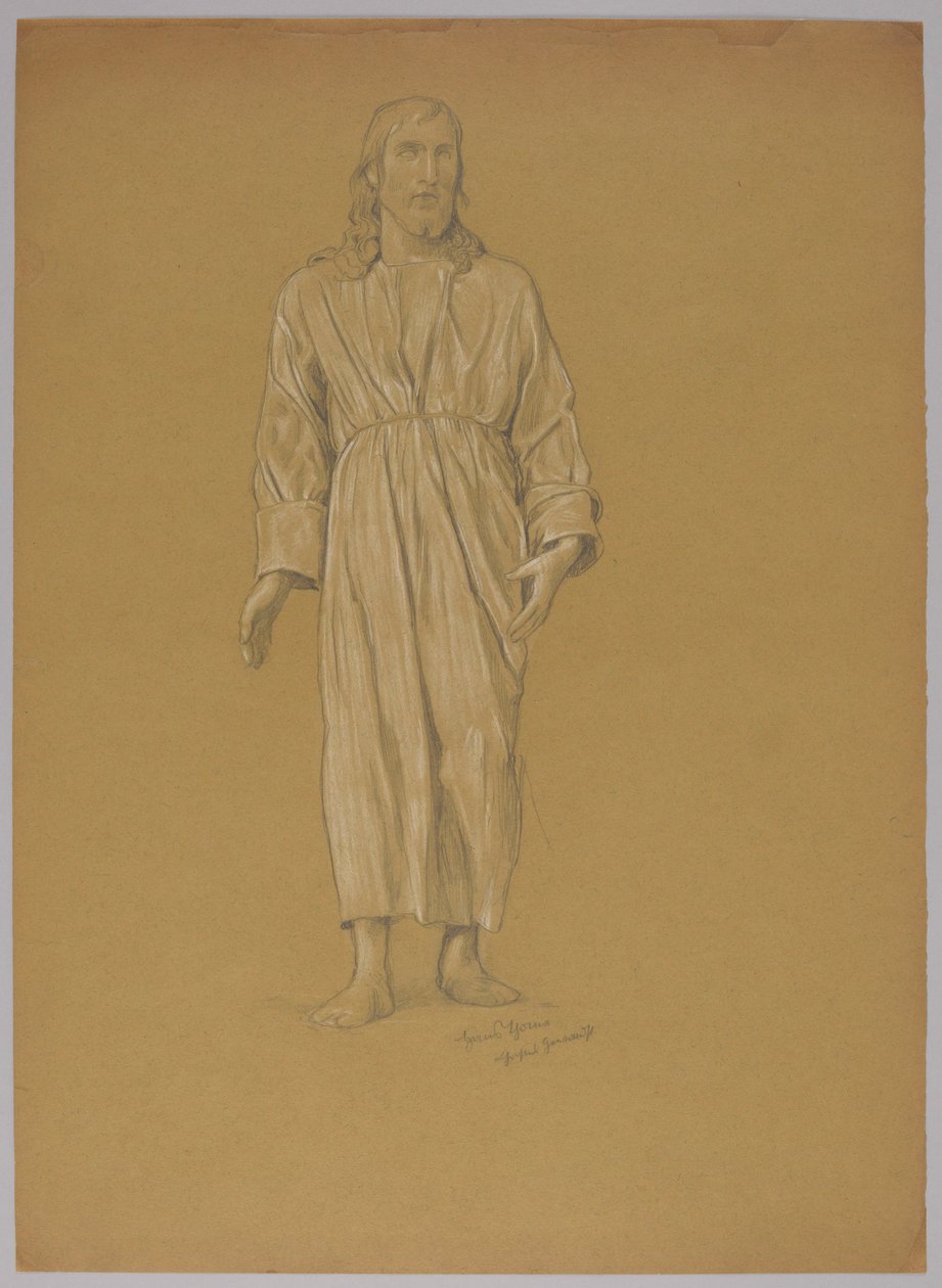 Estudio de la figura de Cristo (anverso y reverso) de Hans Thoma