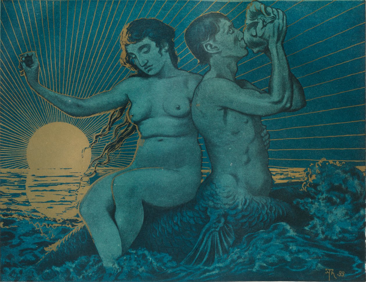 Tritón y Nereida, 1895 de Hans Thoma