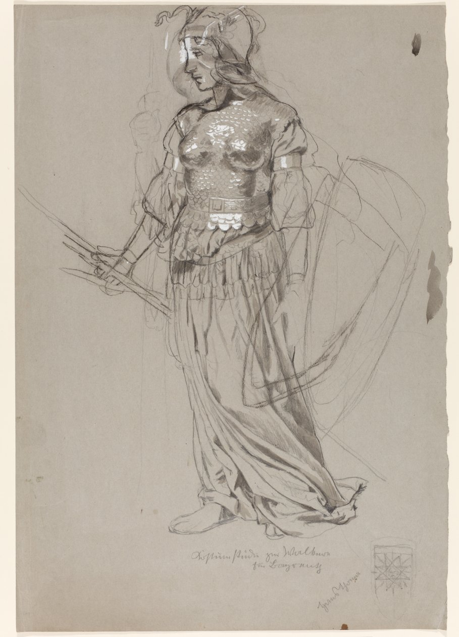 Valkyrie (Estudio de vestuario para Bayreuth) de Hans Thoma