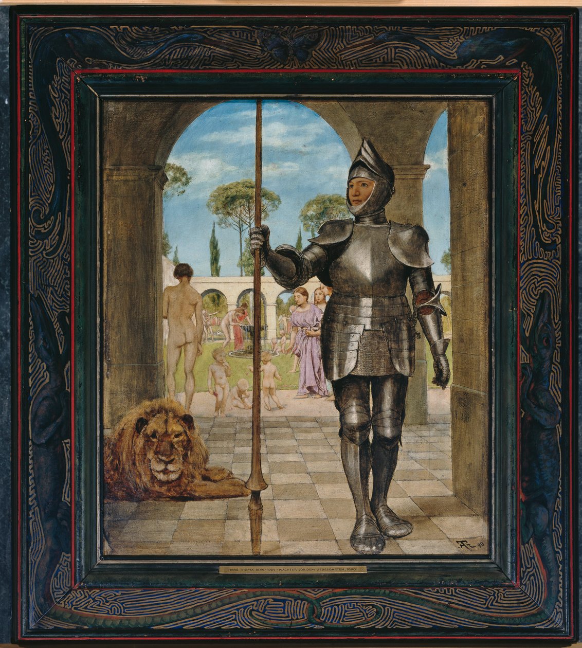 Guardianes ante el jardín del amor de Hans Thoma