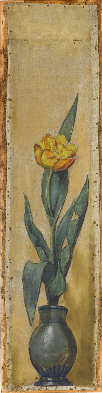 Wandfries aus dem Musiksaal des Hauses Pringsheim, München: Vase mit gelber Tulpe. Rechts von Inv.-Nr. 1927 de Hans Thoma