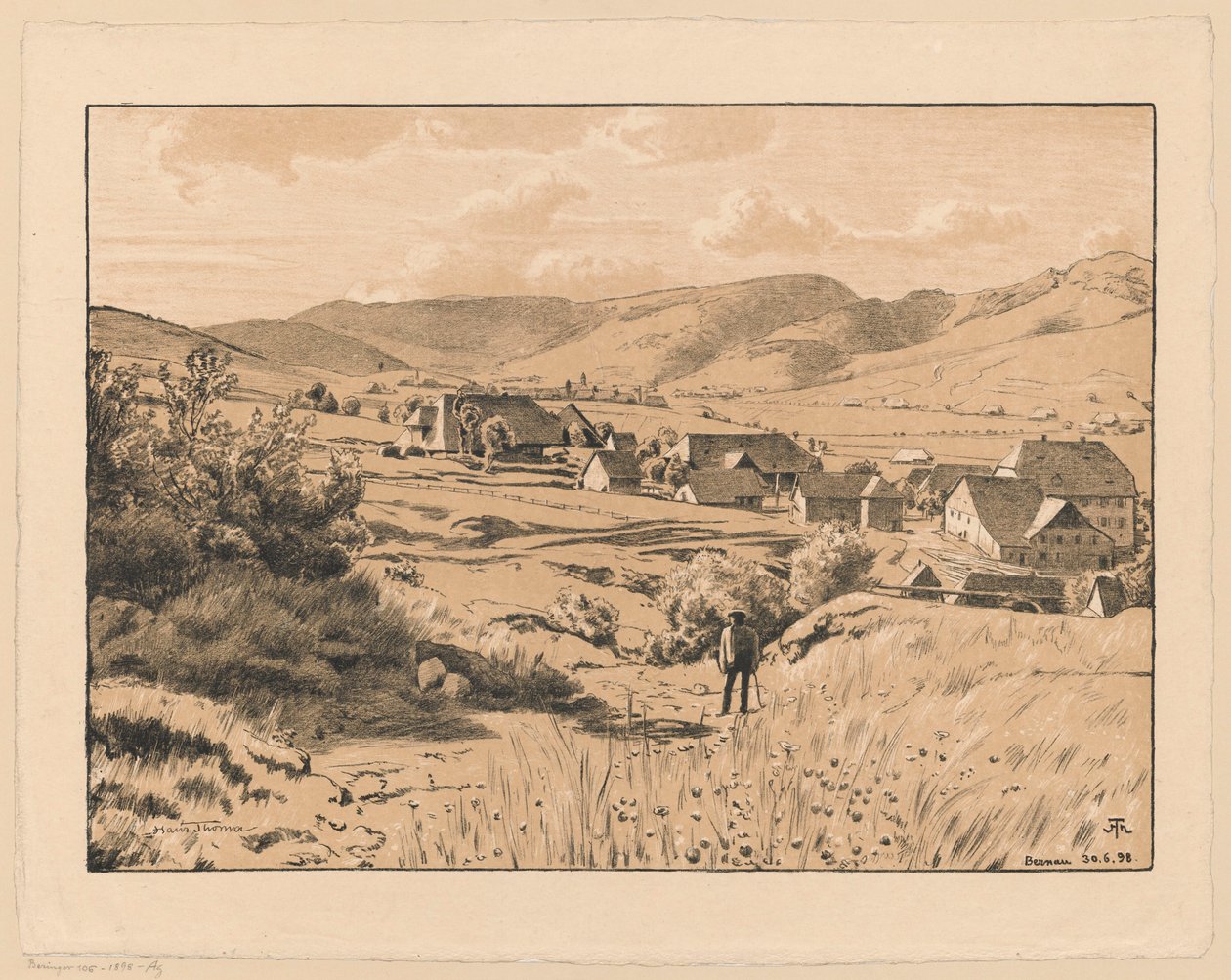 Vista de Bernau con un excursionista de Hans Thoma