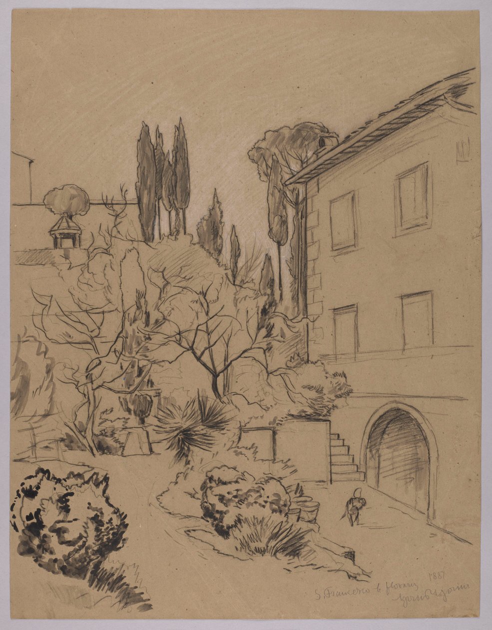 Vista del convento de San Francisco en Florencia de Hans Thoma