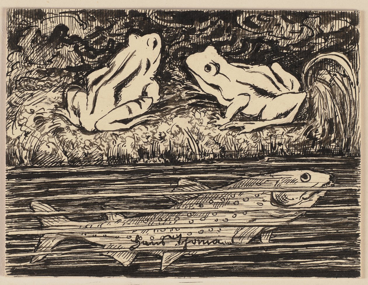 Dibujo para una cartilla: rana de Hans Thoma