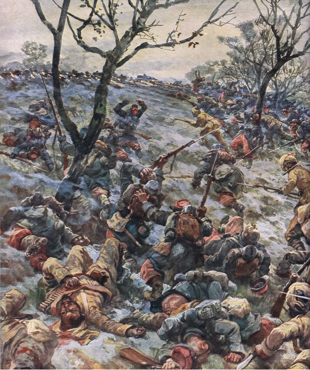 El derrumbe del frente francés, extraído de la Historia Ilustrada de la Guerra Mundial 1914-1915, publicada por la Union Berlagsefellfchaft de Hans W. Schmidt