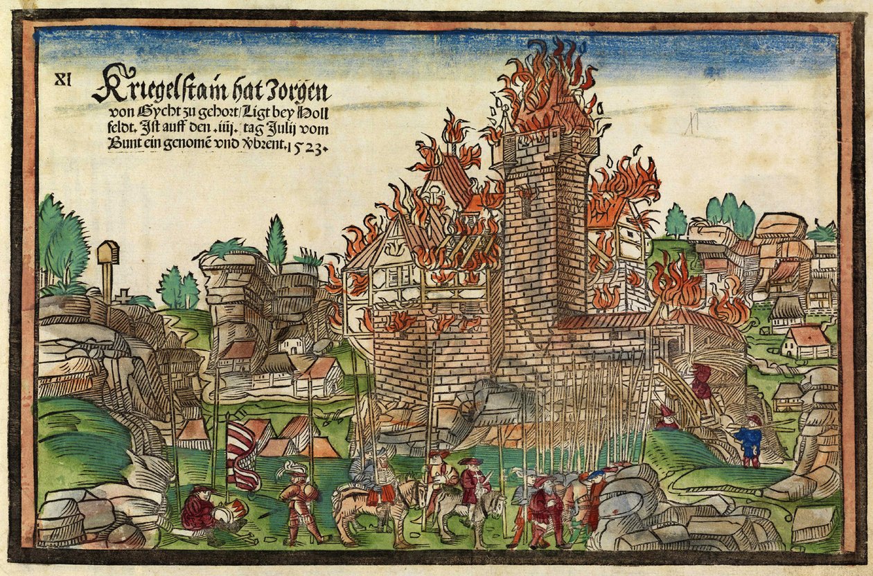 Destrucción del Castillo Krögelstein por la Liga de Suabia de Hans Wandereisen