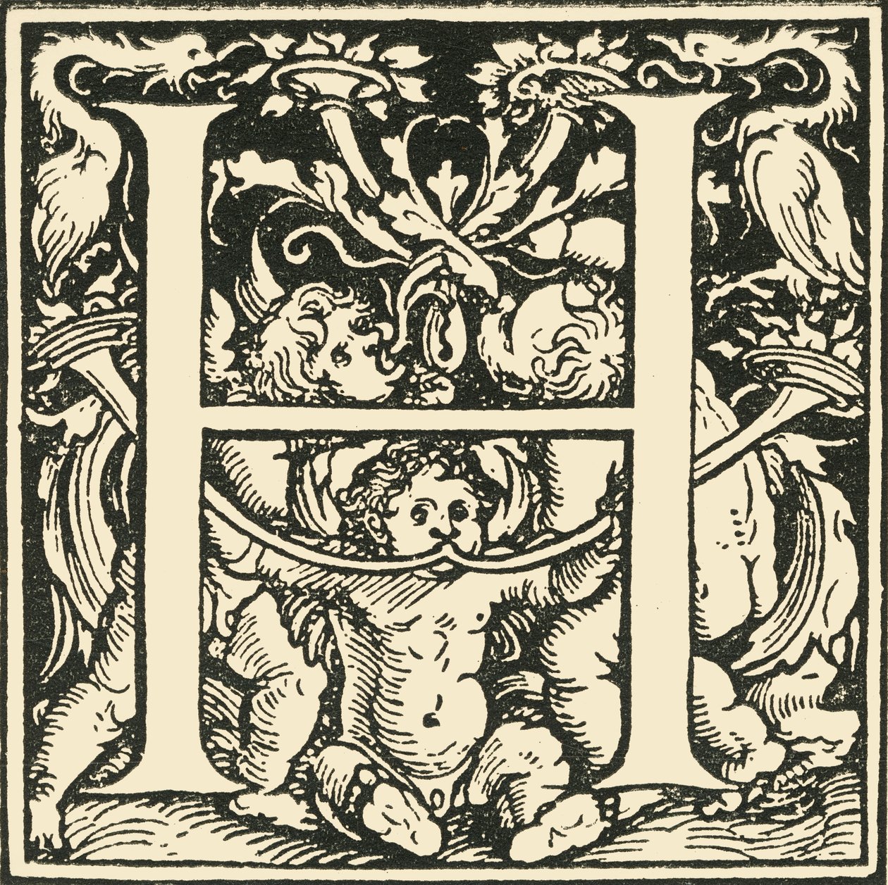 H - Un alfabeto por Hans Weiditz, c. 1520-1521, 1908 de Hans Weiditz