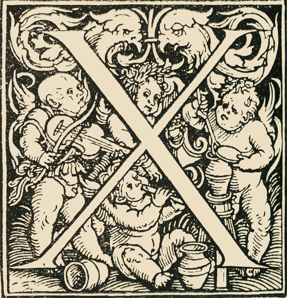 X - Un alfabeto por Hans Weiditz, c. 1520-1521, 1908 de Hans Weiditz