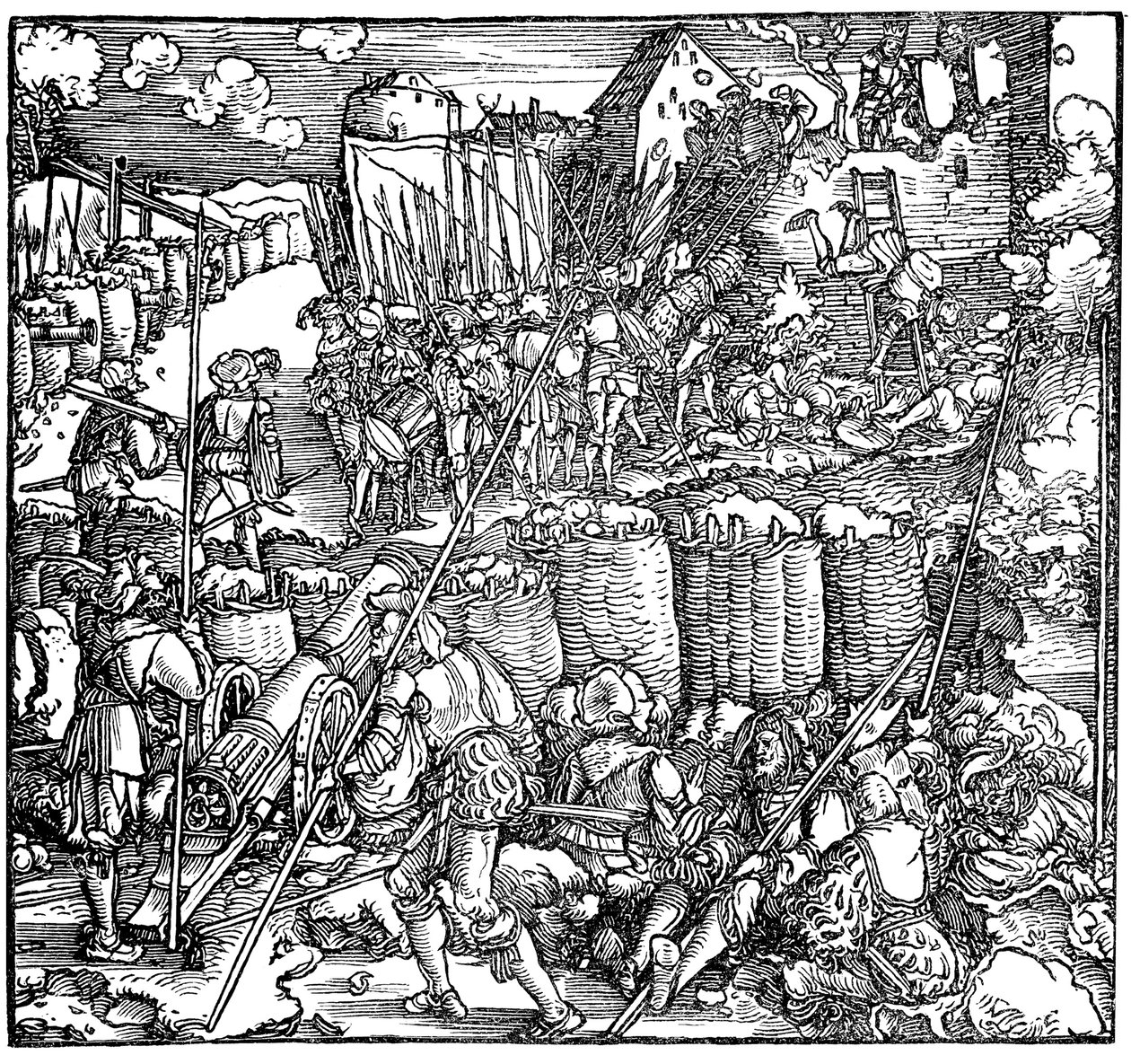 Asedio de una fortaleza. Ilustración del libro Phisicke Against Fortune de Petrarca, 1532 de Hans Weiditz the Younger