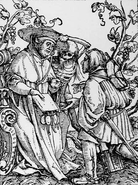 La Muerte y el Cardenal, de La Danza de la Muerte, grabado por Hans Lutzelburger, c.1538 de Hans after Holbein the Younger