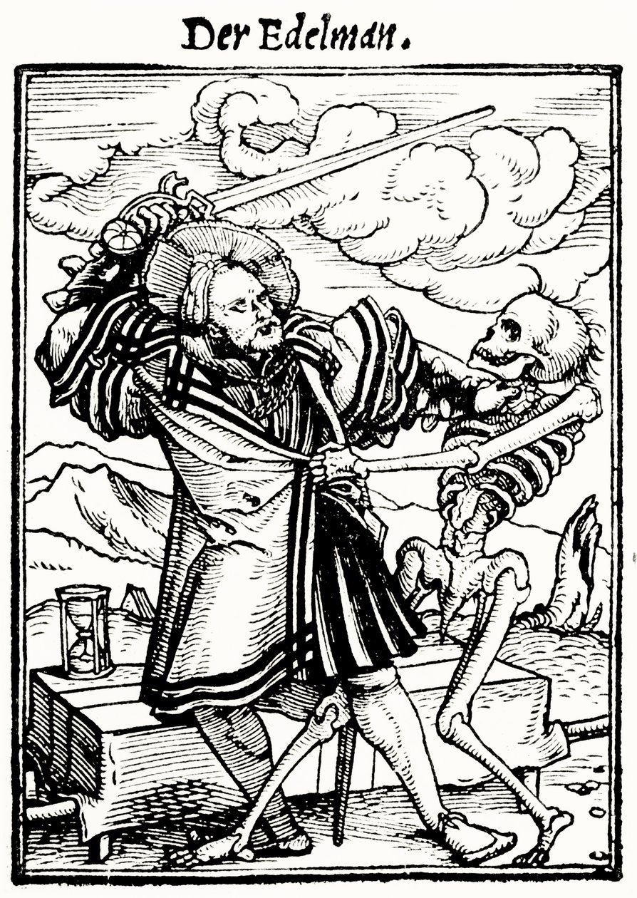 La Muerte y el Noble, de La Danza de la Muerte, grabado por Hans Lutzelburger, c.1538 de Hans after Holbein the Younger