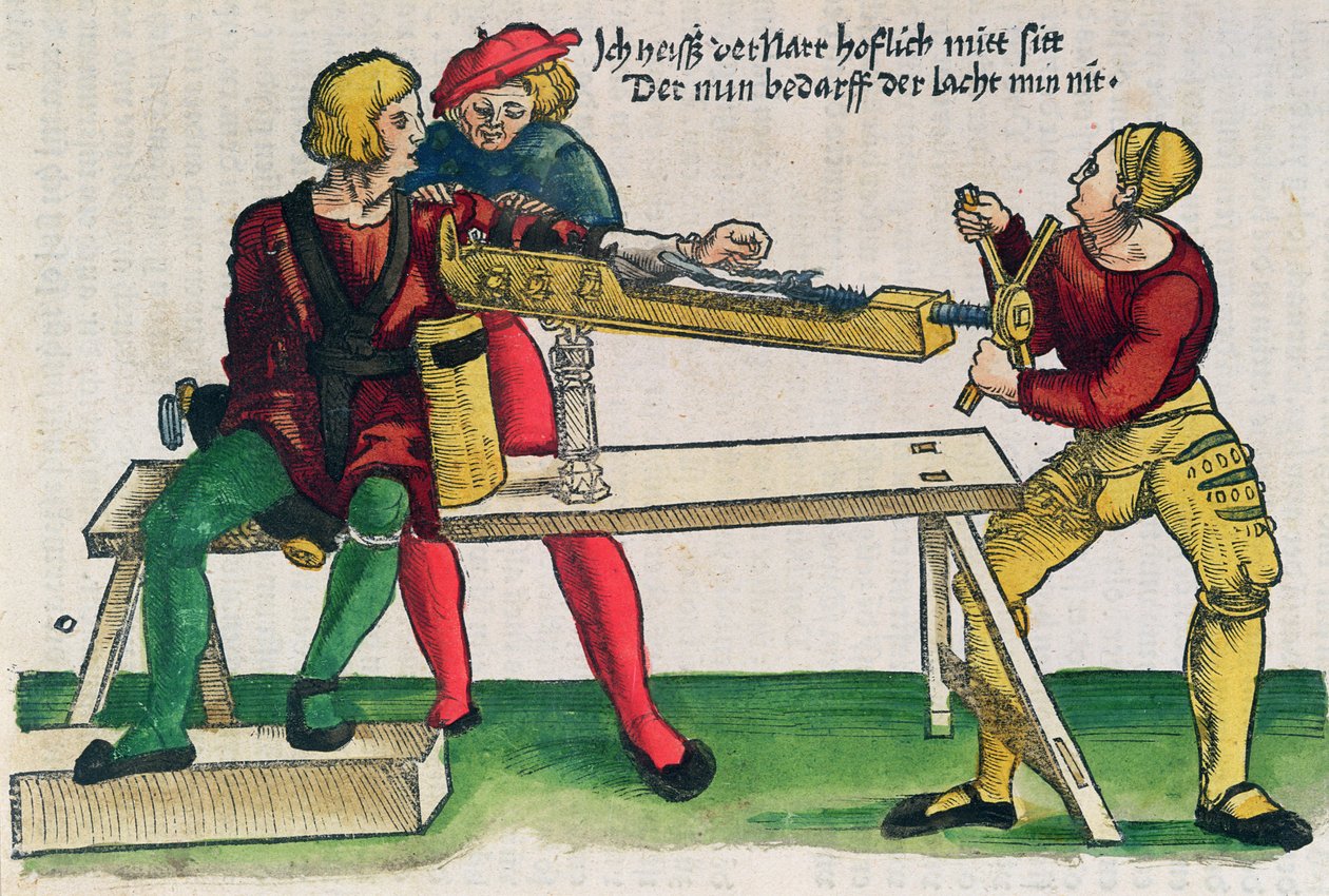Aparato para curar fracturas de brazo, ilustración del 