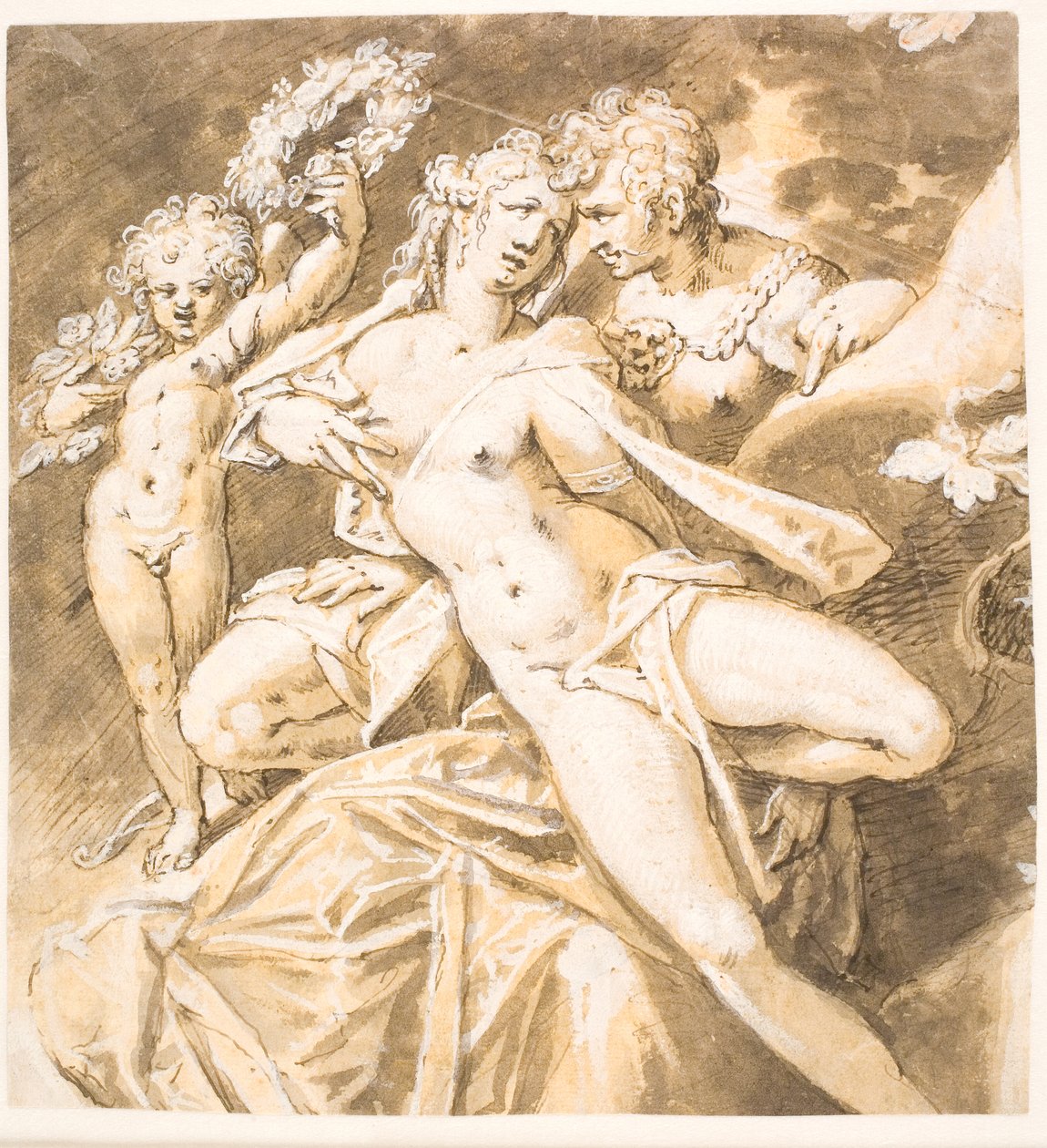 Danés: Marte acariciando a Venus; izquierda. un cupido entregándole una corona de Hans von Aachen