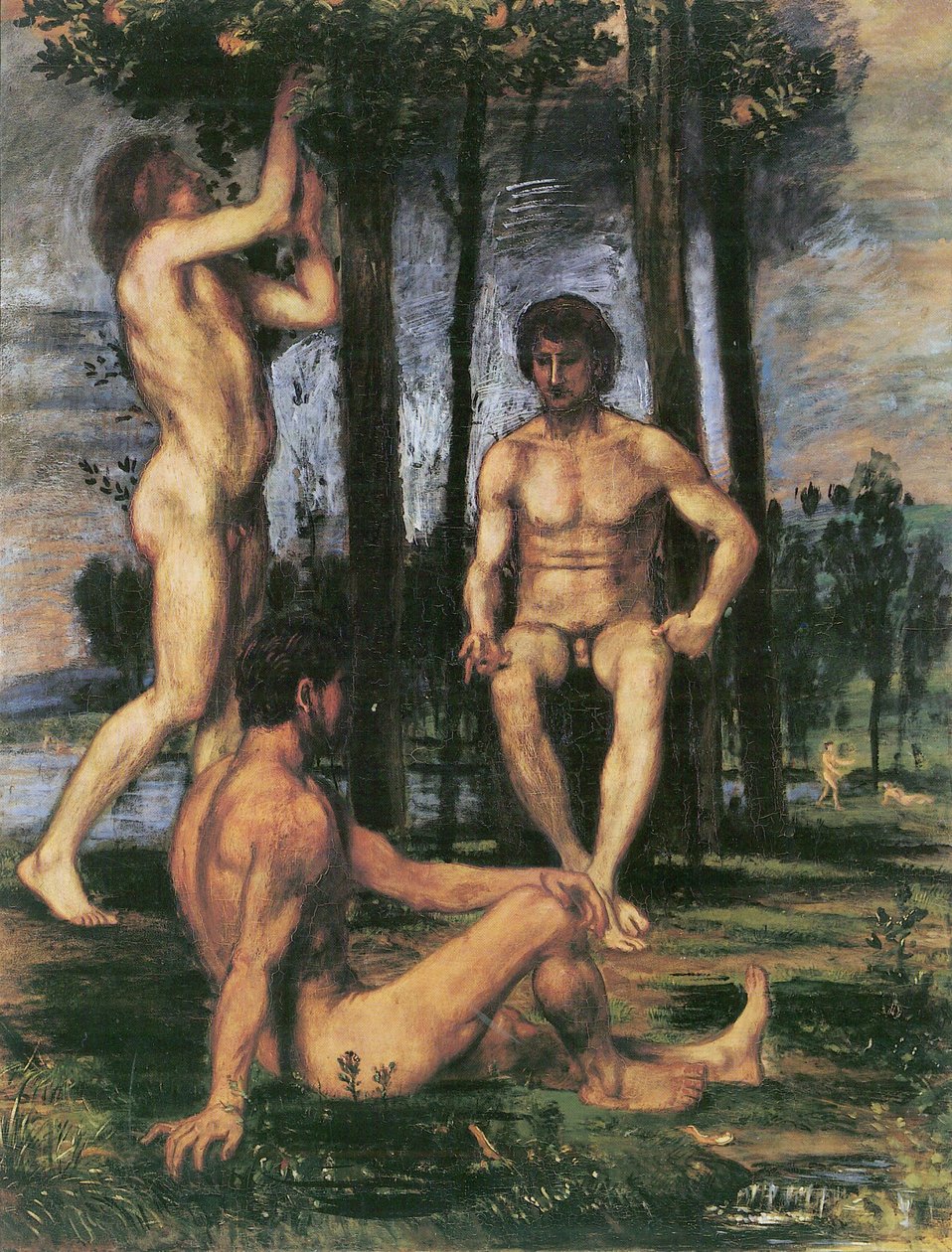 Tres jóvenes bajo naranjos de Hans von Marées