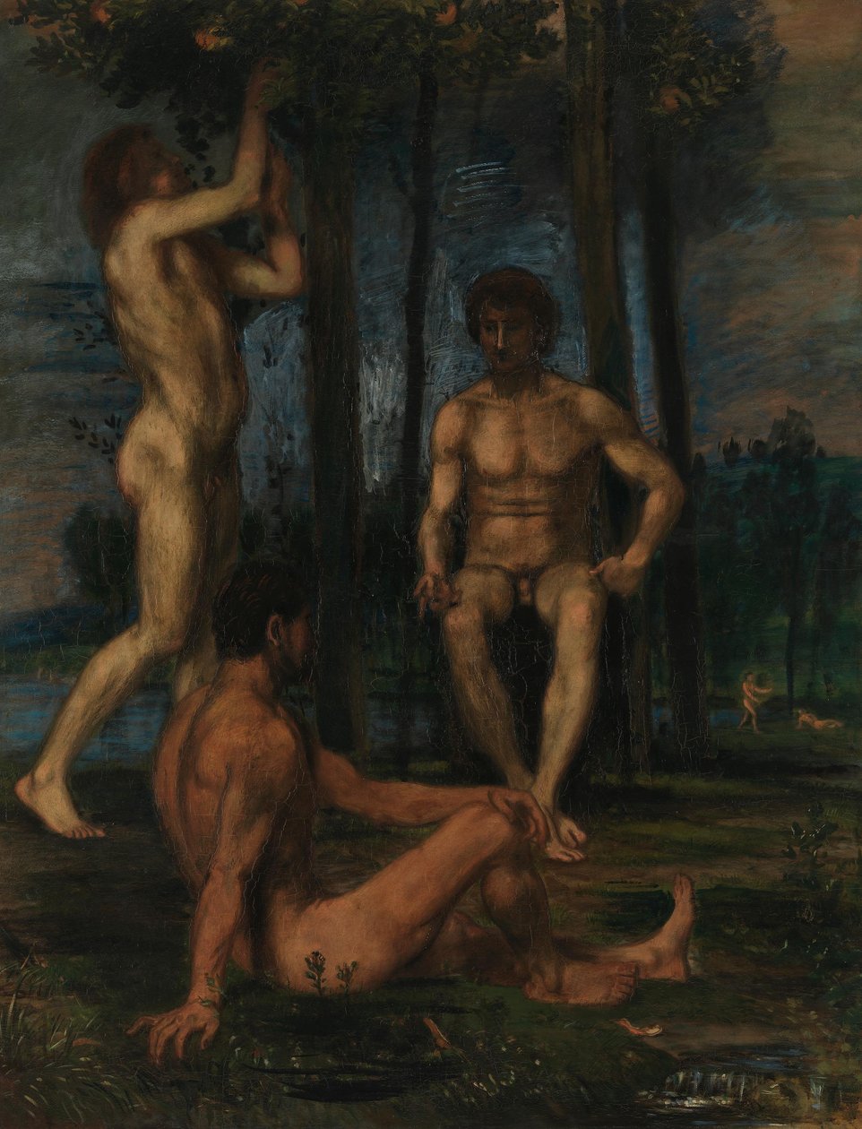 Tres jóvenes bajo naranjos de Hans von Marées