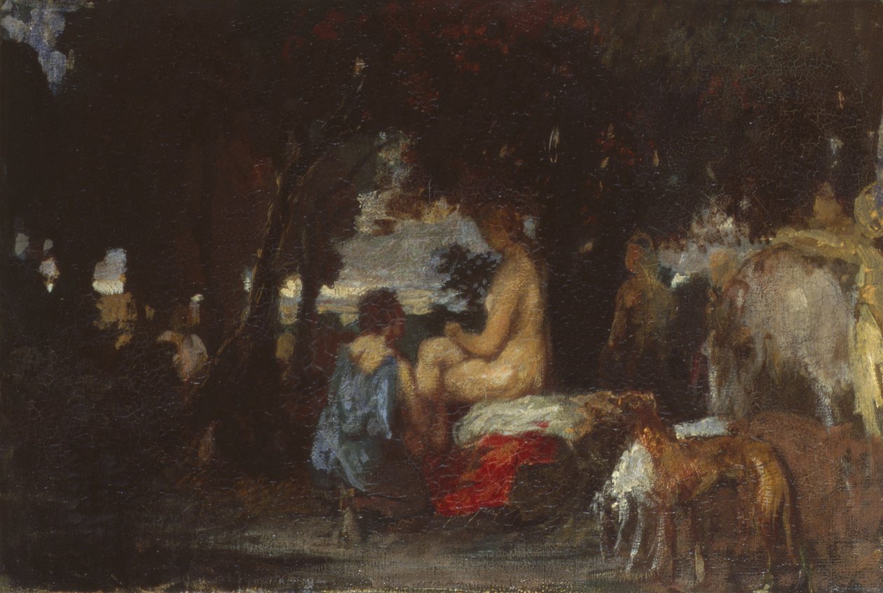 El Baño de Diana, un estudio para El Reposo de Diana, 1863 de Hans von Marées