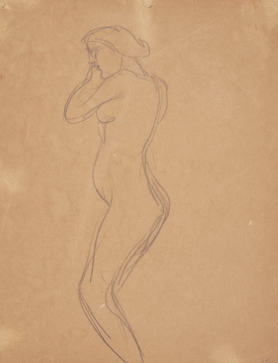 Modelo femenina de pie vista de perfil de Harald Giersing