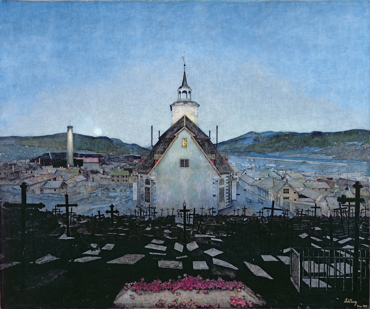 Noche (lápiz de color sobre papel) de Harald Oscar Sohlberg