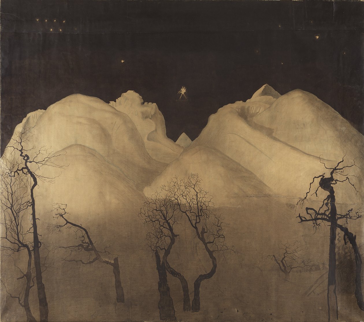 Noche de invierno en las montañas (estudio) de Harald Oscar Sohlberg